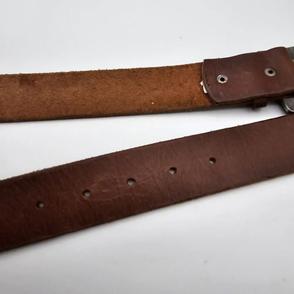 American Eagle Mt. High Belt Buckle Brown Leather Waist 34-38‎ Cowboy Western
